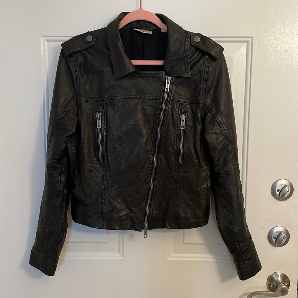 Black DKNY Jeans Leather Jacket